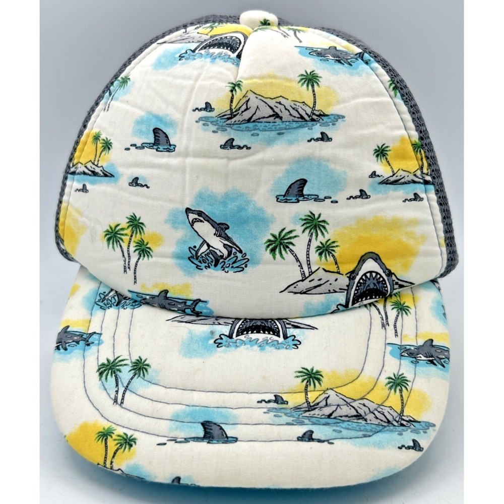 Vintage 365 Kids Garanimals Gray Mesh Snap Back Sharks Palm Trees Casual Cap